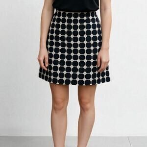 2/$30 J. Crew Dot Print Mini Skirt Navy Blue Cotton 93740 Size 6